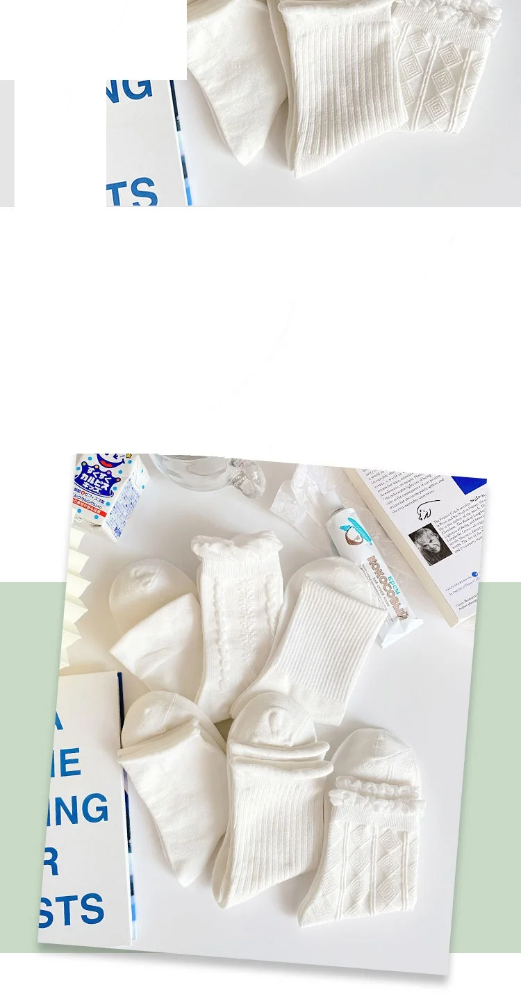 1 Pair Lolita Style Japanese Woman Cute White Short Socks Spring Summer Autumn Sweet Ruffle Lovely Cotton Socks High Quality