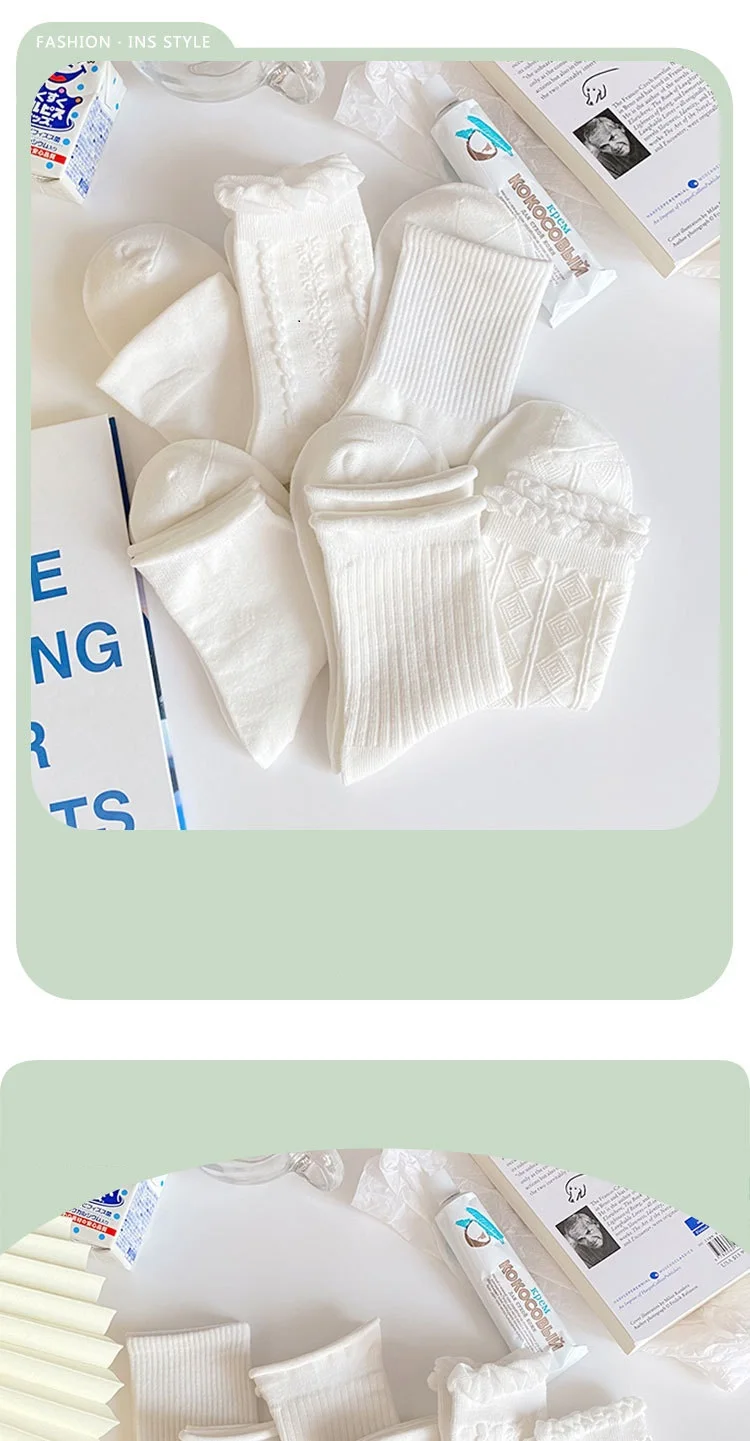 1 Pair Lolita Style Japanese Woman Cute White Short Socks Spring Summer Autumn Sweet Ruffle Lovely Cotton Socks High Quality