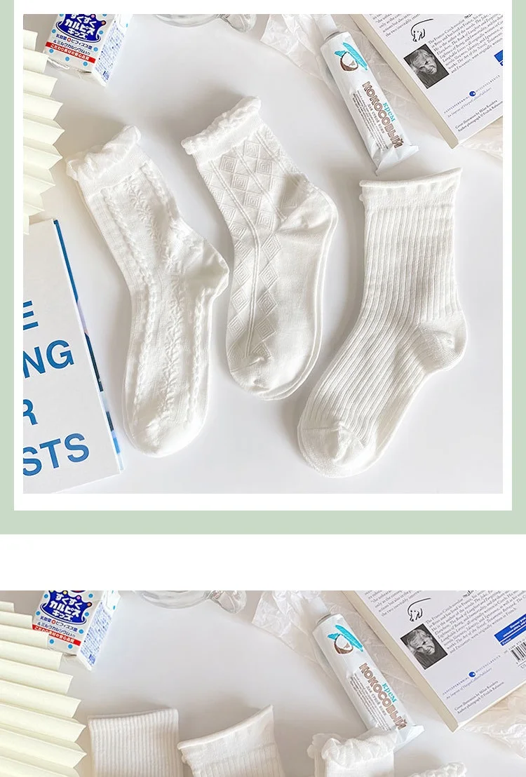 1 Pair Lolita Style Japanese Woman Cute White Short Socks Spring Summer Autumn Sweet Ruffle Lovely Cotton Socks High Quality