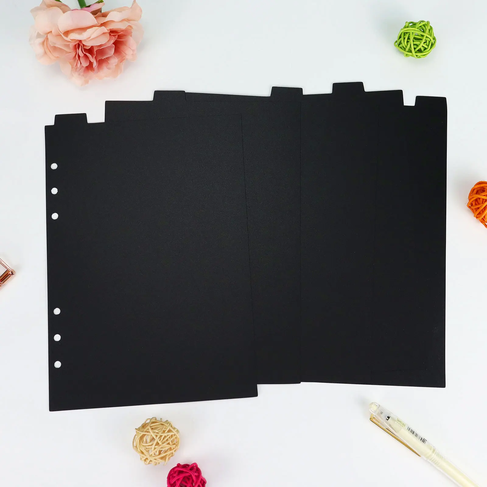 A5 A6 PP Black Pink Paper Index Divider Cute 6 Holes For Binder Loose leaf Planner Notebook Stationery Notebook Paper Divider