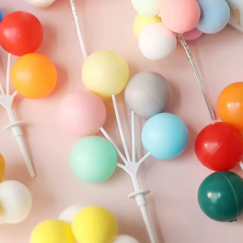 5/8Pcs/set Colorful Ball Bundle Clay Balloons Cake Topper Creative Cupcake Card Flag Birthday Party Baby Shower Dessert Decor