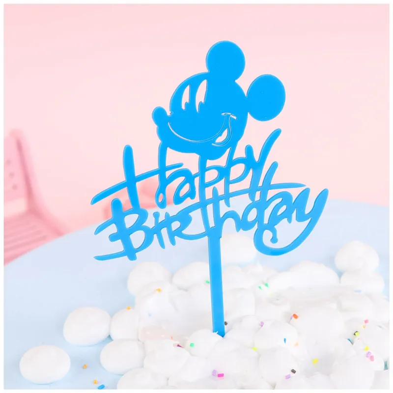 New Girl Acrylic Happy Birthday Cake Topper Rose Gold Cartoon Shape Kids Party Cake Toppers Dessert Decoration Baby Shower Gift