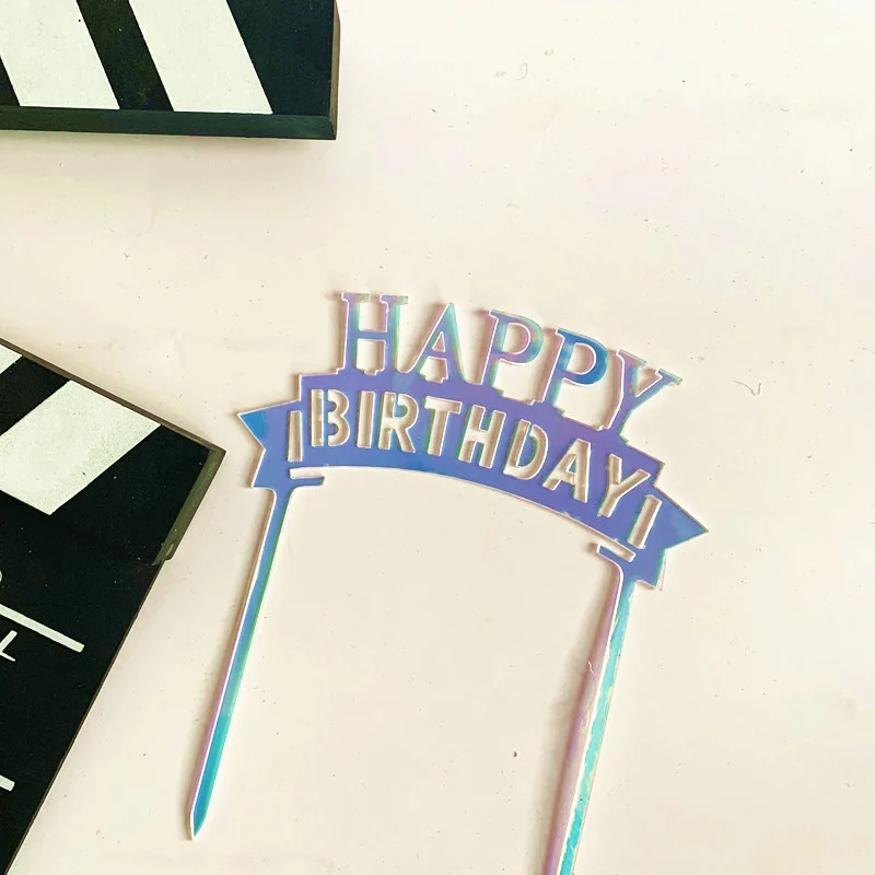 New Girl Acrylic Happy Birthday Cake Topper Rose Gold Cartoon Shape Kids Party Cake Toppers Dessert Decoration Baby Shower Gift