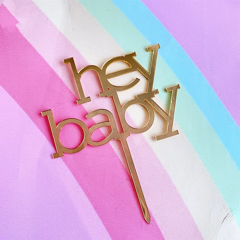 New Girl Acrylic Happy Birthday Cake Topper Rose Gold Cartoon Shape Kids Party Cake Toppers Dessert Decoration Baby Shower Gift