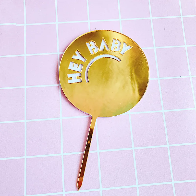 New Girl Acrylic Happy Birthday Cake Topper Rose Gold Cartoon Shape Kids Party Cake Toppers Dessert Decoration Baby Shower Gift