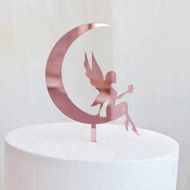 New Girl Acrylic Happy Birthday Cake Topper Rose Gold Cartoon Shape Kids Party Cake Toppers Dessert Decoration Baby Shower Gift