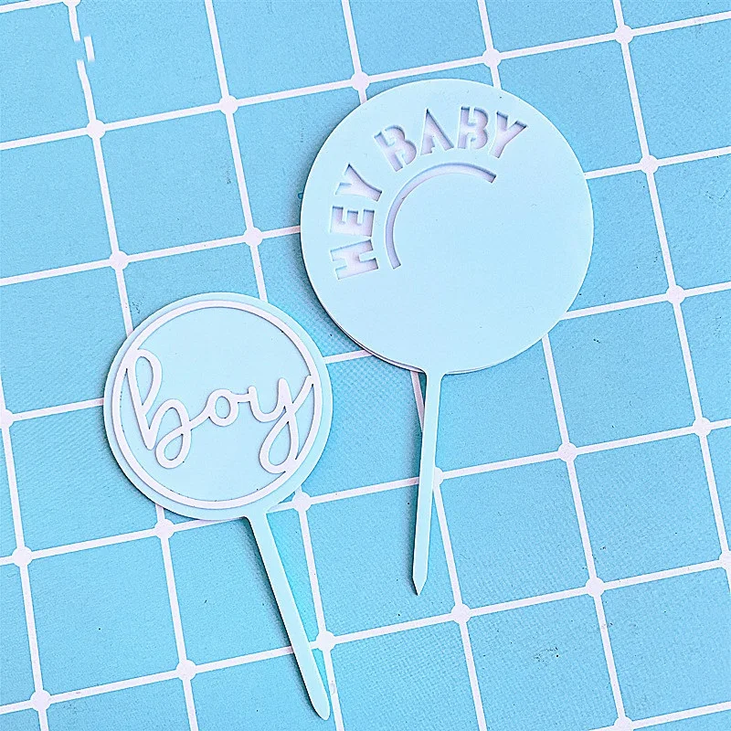 New Girl Acrylic Happy Birthday Cake Topper Rose Gold Cartoon Shape Kids Party Cake Toppers Dessert Decoration Baby Shower Gift