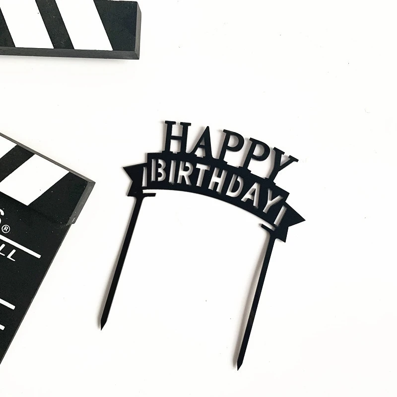 New Girl Acrylic Happy Birthday Cake Topper Rose Gold Cartoon Shape Kids Party Cake Toppers Dessert Decoration Baby Shower Gift