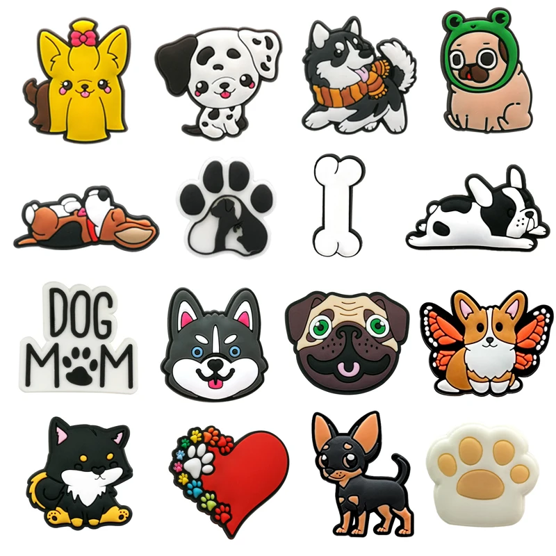 New Arrivals 1Pcs Cute Dog Pvc Shoe Charms for Crocs Accessories Pin DIY Bracelet Wristband Adults Party Favor Gifts