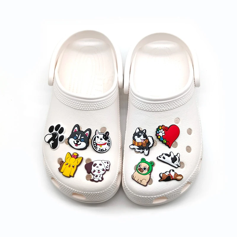 New Arrivals 1Pcs Cute Dog Pvc Shoe Charms for Crocs Accessories Pin DIY Bracelet Wristband Adults Party Favor Gifts