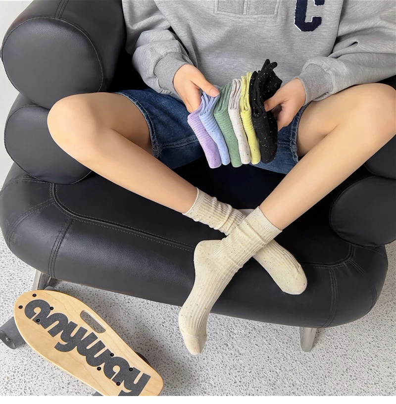 New Socks For Women Long Spring Breathable Casual Colorful Socks Female Japanese Fashion Girls Pile Socks Comfort Soft