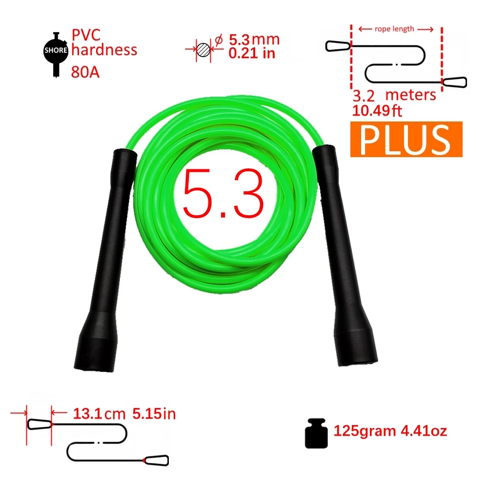 JR006 CC HANDLE 3.2m (rope between handles) x 5mm 5.3mm 6mm pvc 11ft skip jump rope
