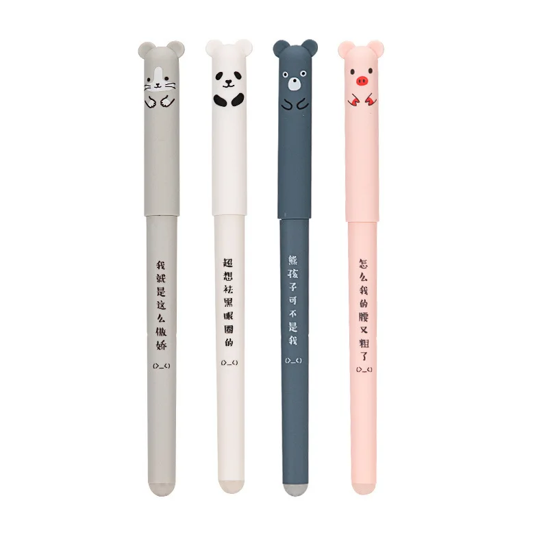 Kawaii Pig Bear Cat Mouse Erasable Gel Pen School Office Supplies Stationery Gift 0.5mm Blue Black Ink