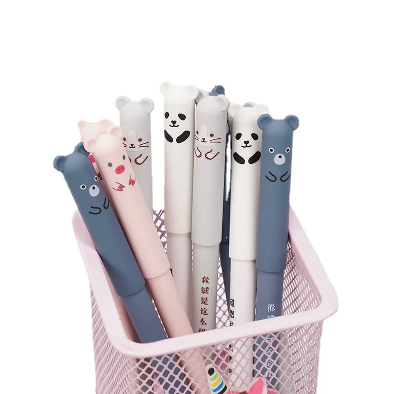 Kawaii Pig Bear Cat Mouse Erasable Gel Pen School Office Supplies Stationery Gift 0.5mm Blue Black Ink