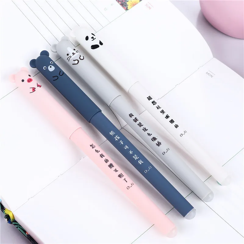 Kawaii Pig Bear Cat Mouse Erasable Gel Pen School Office Supplies Stationery Gift 0.5mm Blue Black Ink