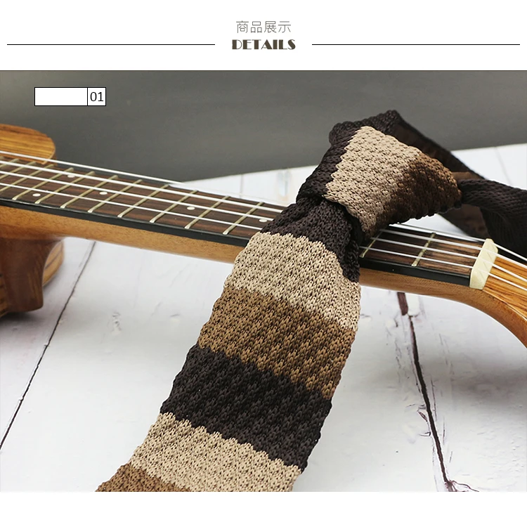 5.5CM Fashion Knitted Ties For Men Navy Brown Striped Neckties College Student Narrow Design Woven Cravat Plaid Shirt Accessory