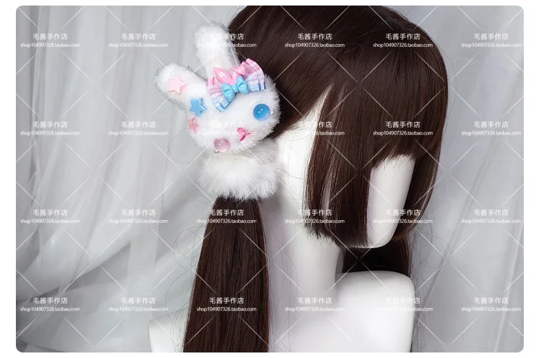 Anime accessories White Fur Hair Ring Japanese Girl Lolita Double Horsetail Hair Ornament Hair Rope kawaii accessories