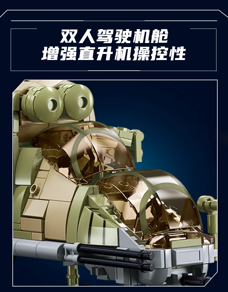 2024 Sluban WW2 Military Russia Air Weapon Mi-24 Attack Helicopters Hind Model Building Blocks Classics Fighter Bricks Plane Toy