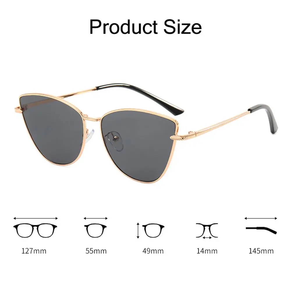 Fashion Oversized Vintage Cat Eye Sunglasses Women Trending Summer Driving Eyewear Shades Metal Frame UV400 for Lady gafas