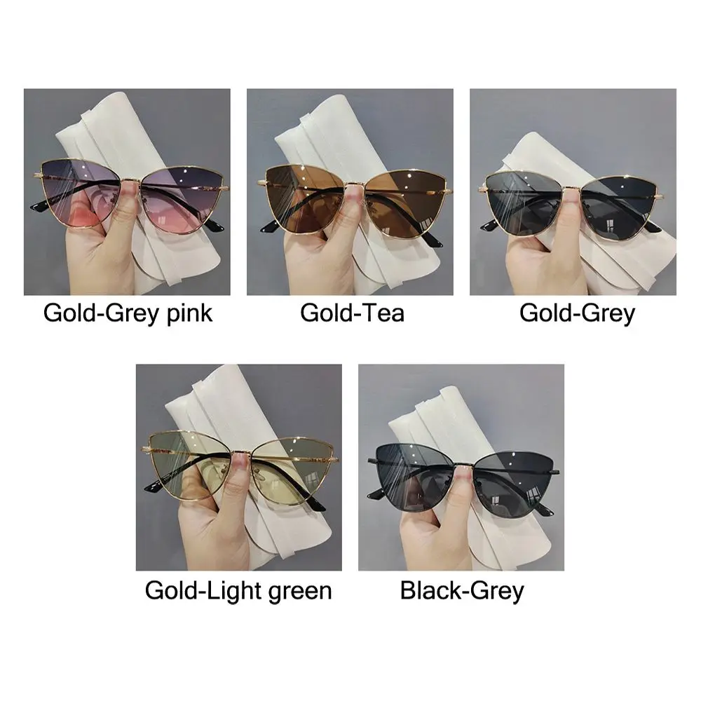 Fashion Oversized Vintage Cat Eye Sunglasses Women Trending Summer Driving Eyewear Shades Metal Frame UV400 for Lady gafas