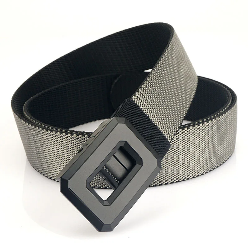 3.8cm Fashion Men's Canvas Belt Trend Casual All-Match Jeans Elastic Alloy Smooth Buckle Tactical  Elastic Nylon Waistband