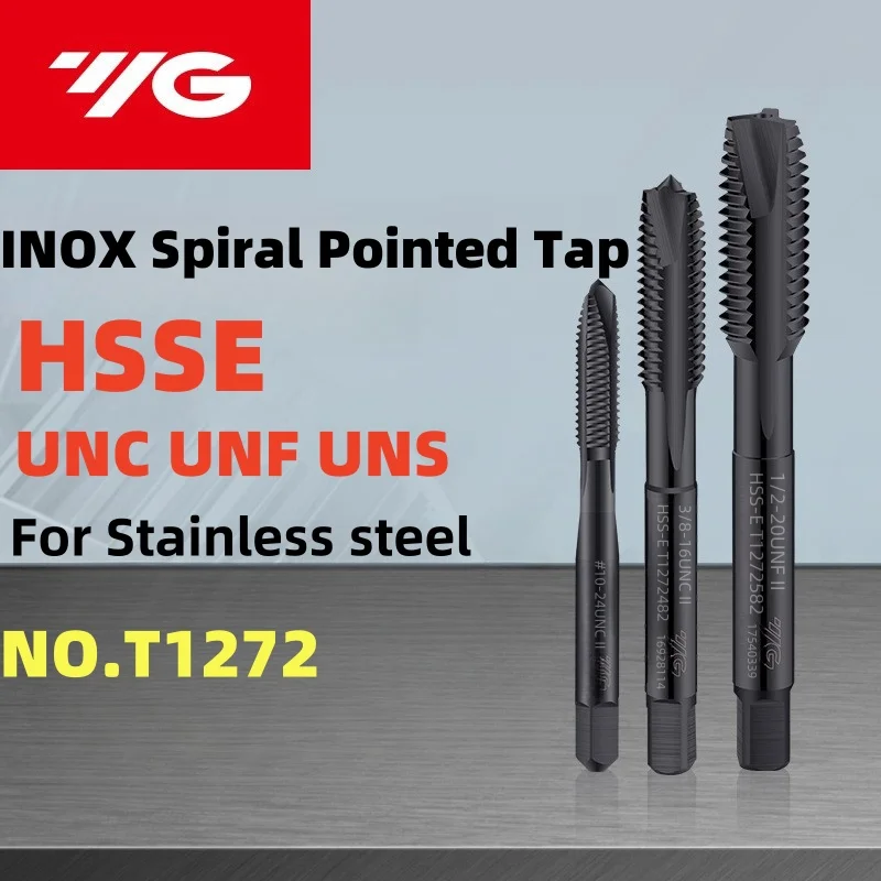 South Korea YG HSSE American INOX Spiral Pointed Tap UNC UNF UNS 4-40/10-32 12-24 5/16 1/2 5/8 7/16 Machine Screw Thread Taps