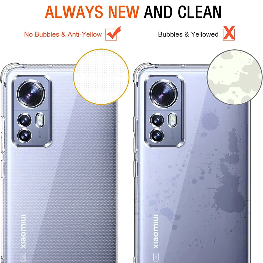 Ultrathin Airbag Phone Case for Xiaomi 12 12S 12T Pro Ultra Lite NE 5G Transparent Air Bag Original Back Cover Xiaomi12 Mi 12X