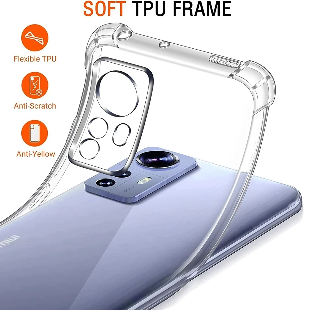 Ultrathin Airbag Phone Case for Xiaomi 12 12S 12T Pro Ultra Lite NE 5G Transparent Air Bag Original Back Cover Xiaomi12 Mi 12X