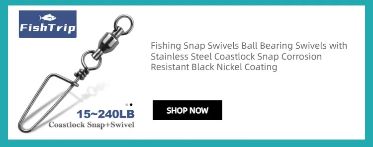 FishTrip Fishing Snap Swivels Ball Bearing Swivels with Stainless Steel Coastlock Snap Corrosion Resistant Black Nickel Coating