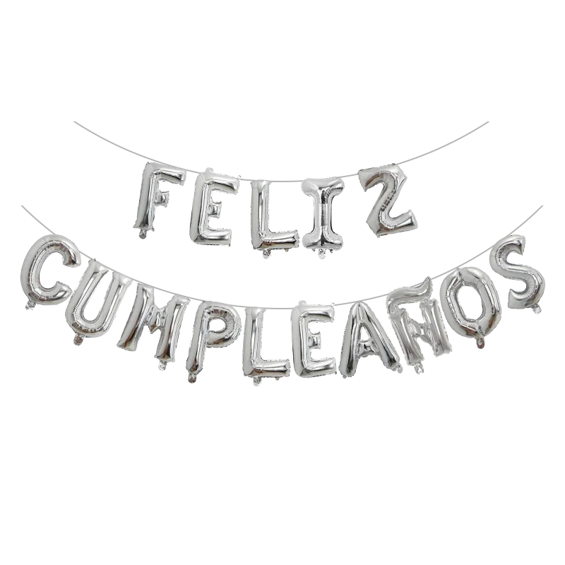 Gold Silver Rose Spanish Feliz Cumpleanos Balloons Happy Birthday Letter Foil Balloon Party Decor Alphabet Air Inflatable Globos