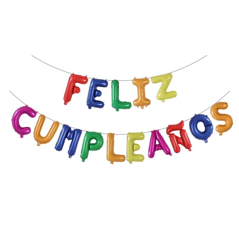 Gold Silver Rose Spanish Feliz Cumpleanos Balloons Happy Birthday Letter Foil Balloon Party Decor Alphabet Air Inflatable Globos