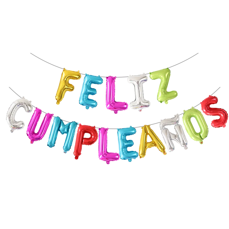 Gold Silver Rose Spanish Feliz Cumpleanos Balloons Happy Birthday Letter Foil Balloon Party Decor Alphabet Air Inflatable Globos