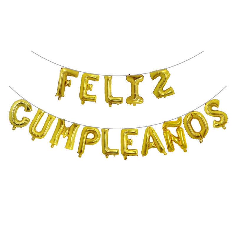 Gold Silver Rose Spanish Feliz Cumpleanos Balloons Happy Birthday Letter Foil Balloon Party Decor Alphabet Air Inflatable Globos