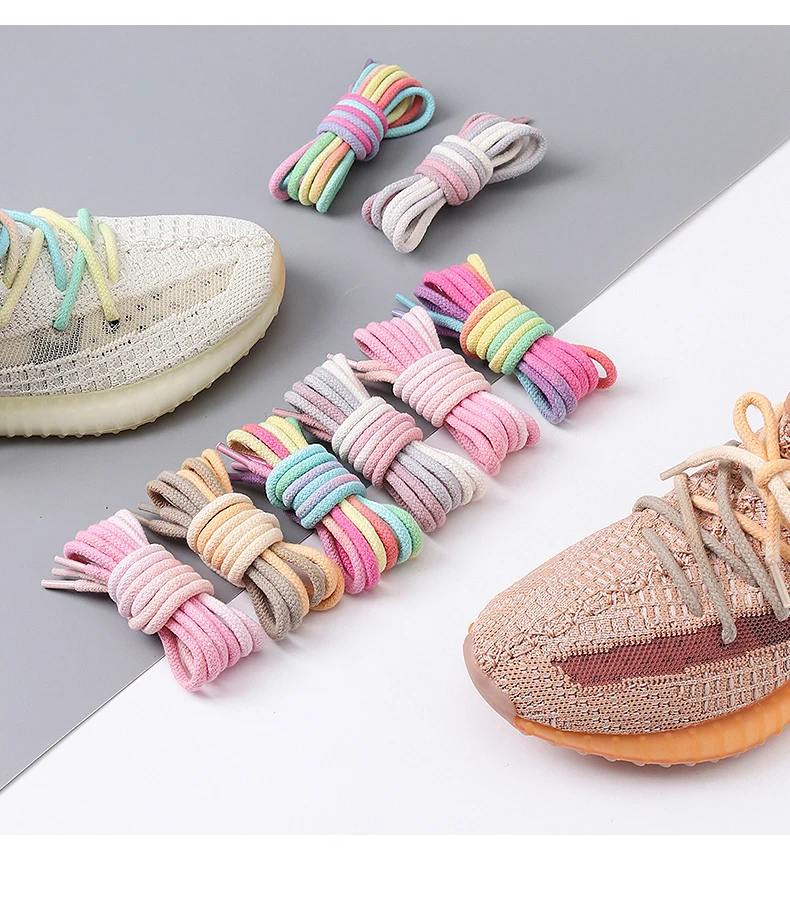 Round Shoelaces Rainbow Cotton Shoelace Quality Running Sneakers Laces 80/100/120/140/160CM Boots Shoe laces Shoes Accessories