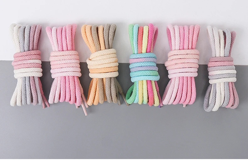 Round Shoelaces Rainbow Cotton Shoelace Quality Running Sneakers Laces 80/100/120/140/160CM Boots Shoe laces Shoes Accessories
