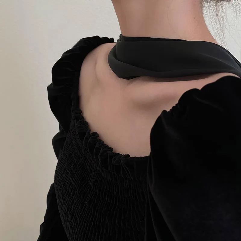 Long Women Hair Scarf Fashion Hair Bands Chic Silk Red Bag Ribbon Scarf Warps Girl Bow Scunchie Headband Hair Tie New Headdress