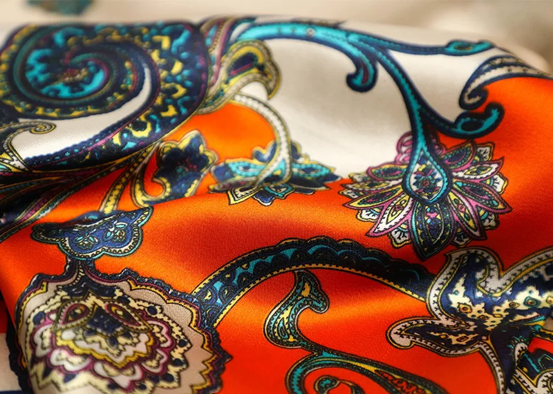 90*90cm Square Silk Scarf Women Fashion Designer Beautiful flowers Foulard Soft Satin Shawl Kerchief Scarfs Neck Headscarf