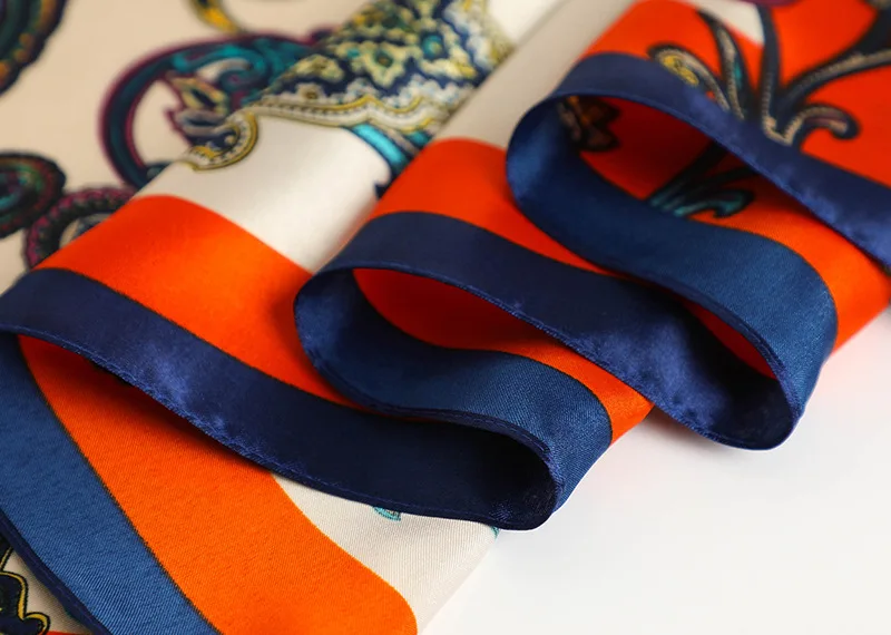 90*90cm Square Silk Scarf Women Fashion Designer Beautiful flowers Foulard Soft Satin Shawl Kerchief Scarfs Neck Headscarf