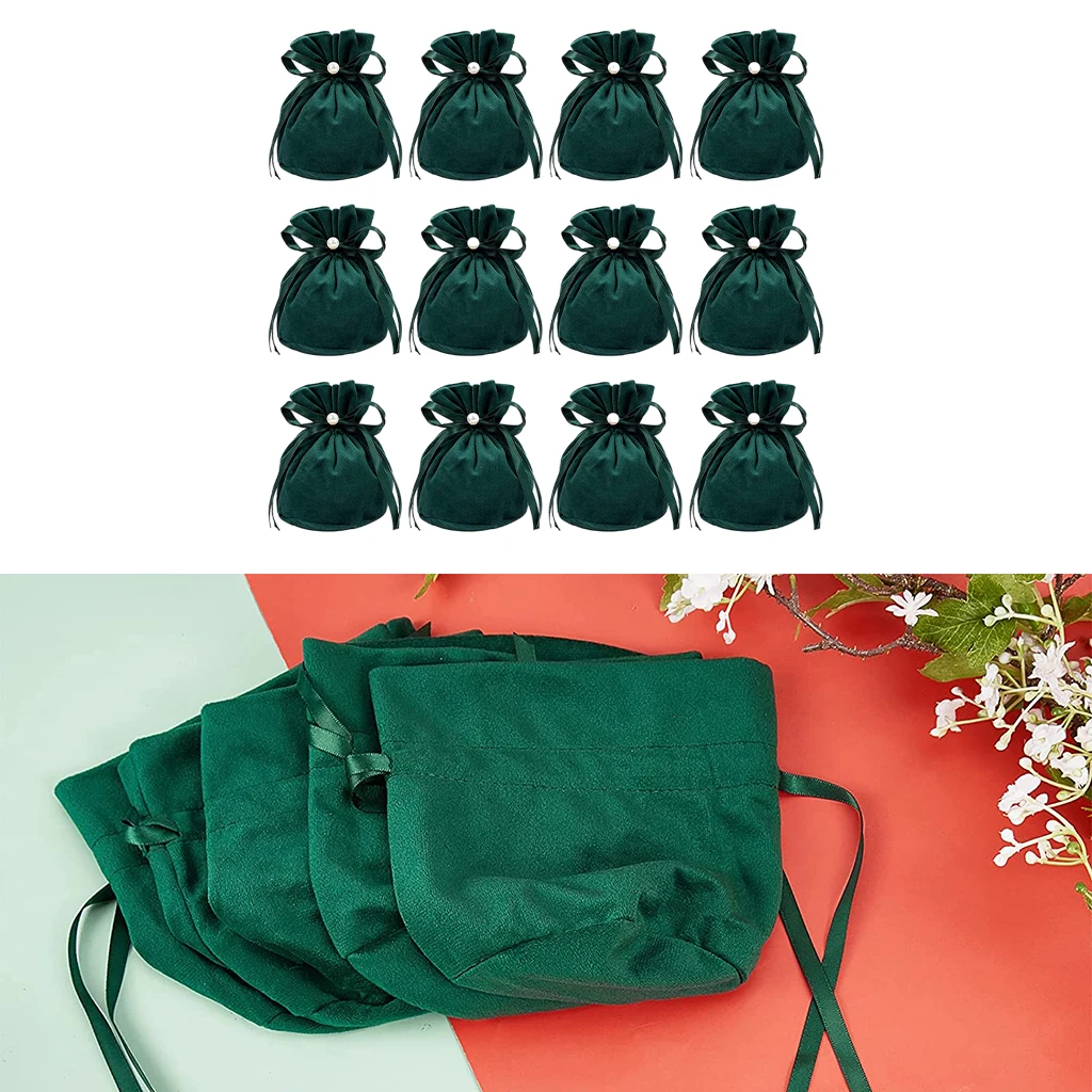 12Pcs Soft Velvet Pouches with Drawstrings Wedding gifts Bags Party Candy sachets Jewelry Favors Packing Sack Pouches Hand gift