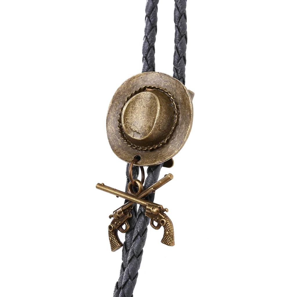 Western Cowboy Double Gun Hat Bolo Tie Riding Fashion Accessories Metal Bolo Tie