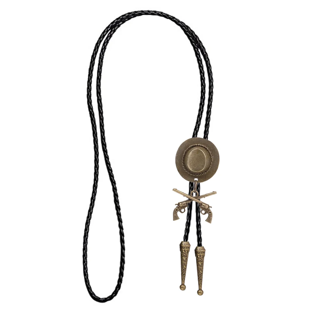 Western Cowboy Double Gun Hat Bolo Tie Riding Fashion Accessories Metal Bolo Tie