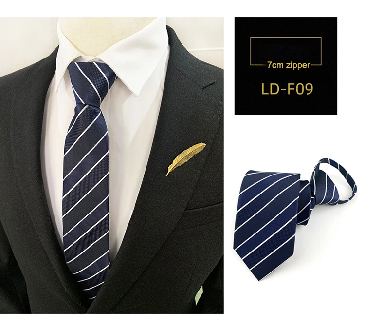 Zipper Tie Bowtie Wedding Classic Floral Striped Paisley Necktie For Men Women Zipper Pre-tied Black 7cm Tie For Gift Cravat