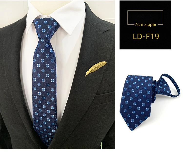 Zipper Tie Bowtie Wedding Classic Floral Striped Paisley Necktie For Men Women Zipper Pre-tied Black 7cm Tie For Gift Cravat