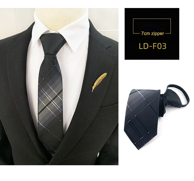 Zipper Tie Bowtie Wedding Classic Floral Striped Paisley Necktie For Men Women Zipper Pre-tied Black 7cm Tie For Gift Cravat