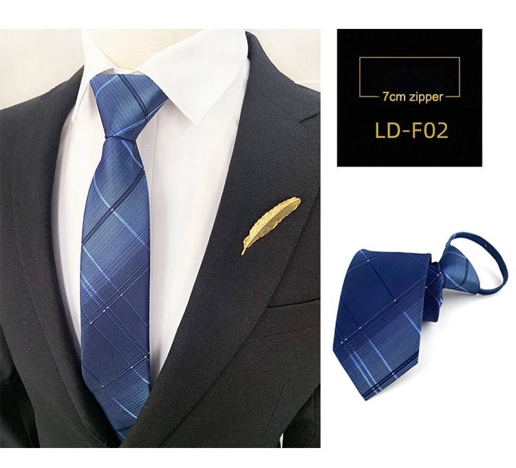 Zipper Tie Bowtie Wedding Classic Floral Striped Paisley Necktie For Men Women Zipper Pre-tied Black 7cm Tie For Gift Cravat