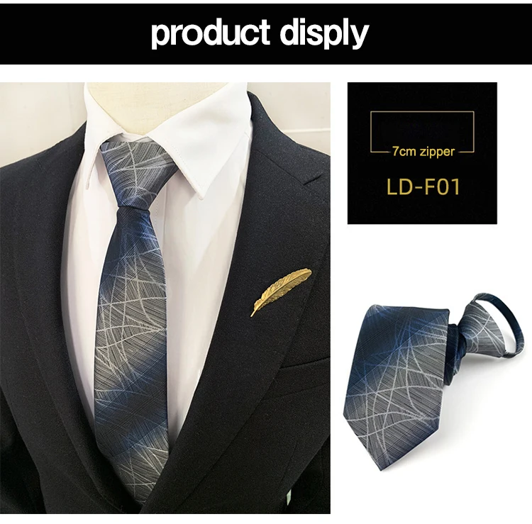 Zipper Tie Bowtie Wedding Classic Floral Striped Paisley Necktie For Men Women Zipper Pre-tied Black 7cm Tie For Gift Cravat