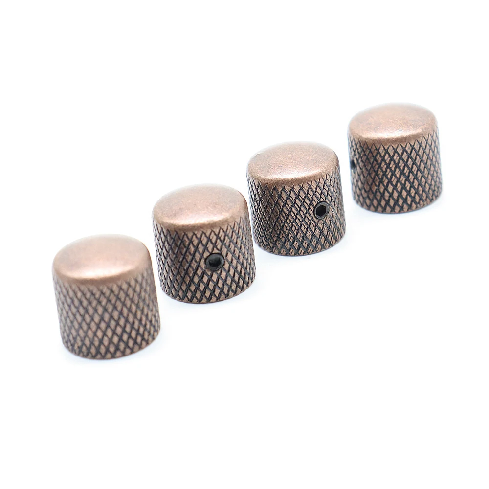 3pc/4pc 6mm Metal Dome Tone Guitar Volume Tone Knobs Potentiometer Control Knobs with Wrench For Electric Guitar Bass Red Copper