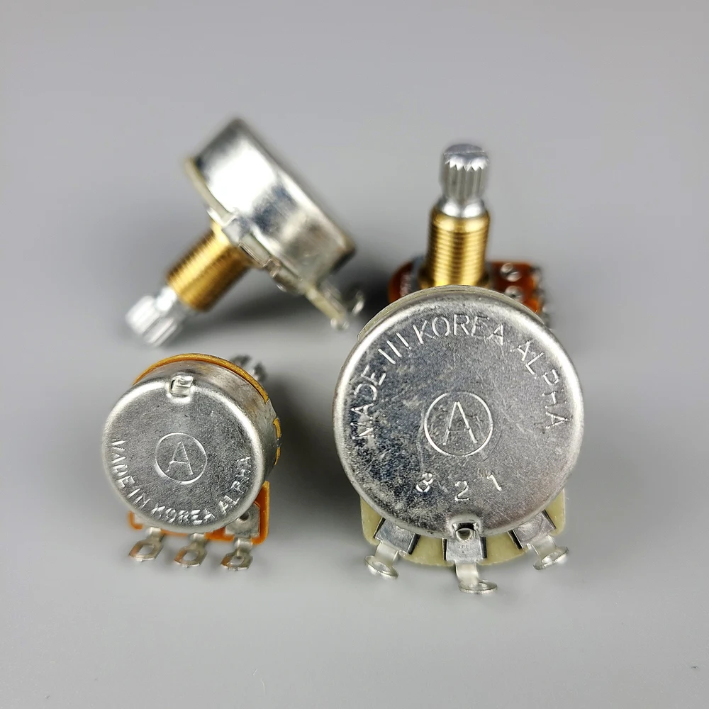 (Made in Korea) Alpha Brass Shaft Potentiometer(POT) For Electric Guitar Bass A250K/B250K/A500K/B500K