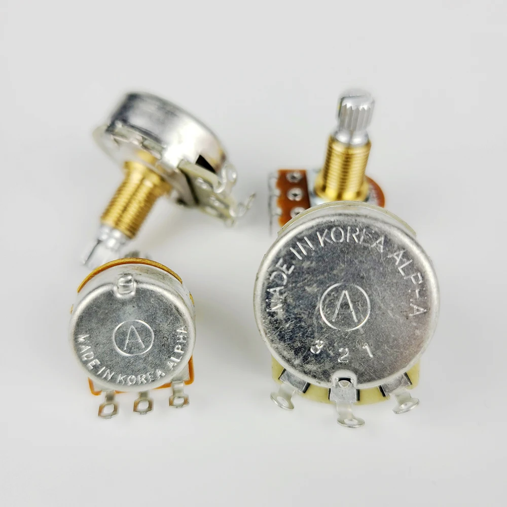 (Made in Korea) Alpha Brass Shaft Potentiometer(POT) For Electric Guitar Bass A250K/B250K/A500K/B500K