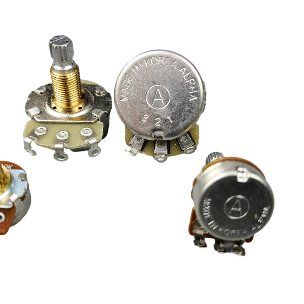 (Made in Korea) Alpha Brass Shaft Potentiometer(POT) For Electric Guitar Bass A250K/B250K/A500K/B500K
